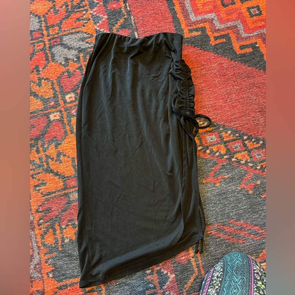 Open Edit Black Side Ruched Skirt